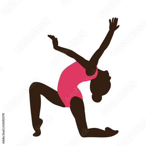 isolated, silhouette in colored clothes gymnast