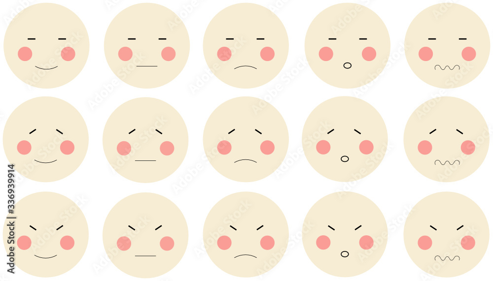 Set of  cute vector emoji faces
