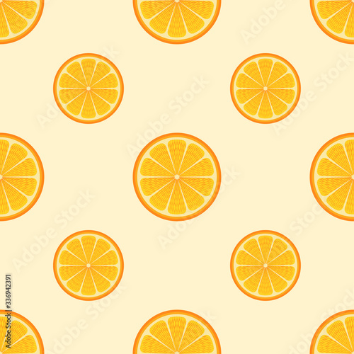 Orange slice seamless pattern background. Repeat background with ripe orange.