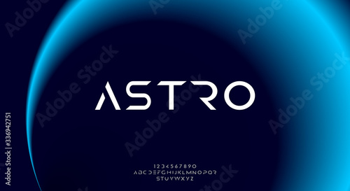 Astro, an abstract sporty technology science alphabet font. digital space typography vector illustration design	