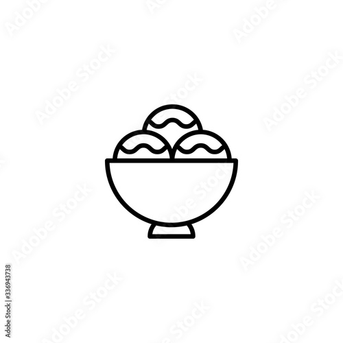 Ice cream cup icon isolated. Modern sweet vanilla desert sign. Trendy vector chocolate cram symbol for web site design, button to mobile app. Vector illustration.
