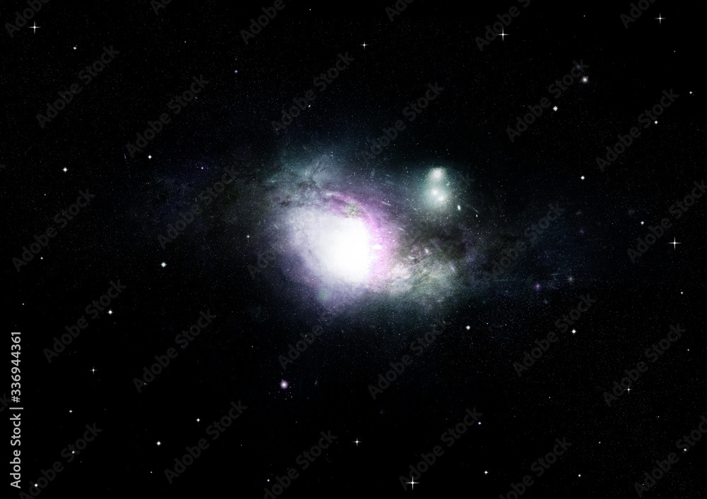 Fototapeta premium Stars, dust and gas nebula in a far galaxy