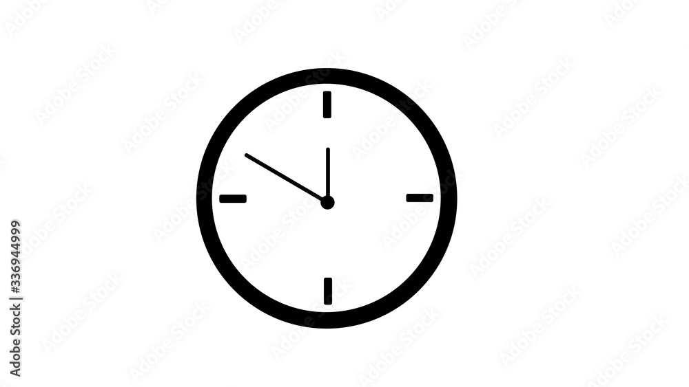 Clock icon in flat style, timer on blue background Clock icon in flat style, timer on blue background