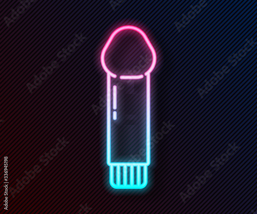 Glowing neon line Dildo vibrator for sex games icon isolated on black background. Sex toy for adult. Vaginal exercise machines for intimate. Vector Illustration