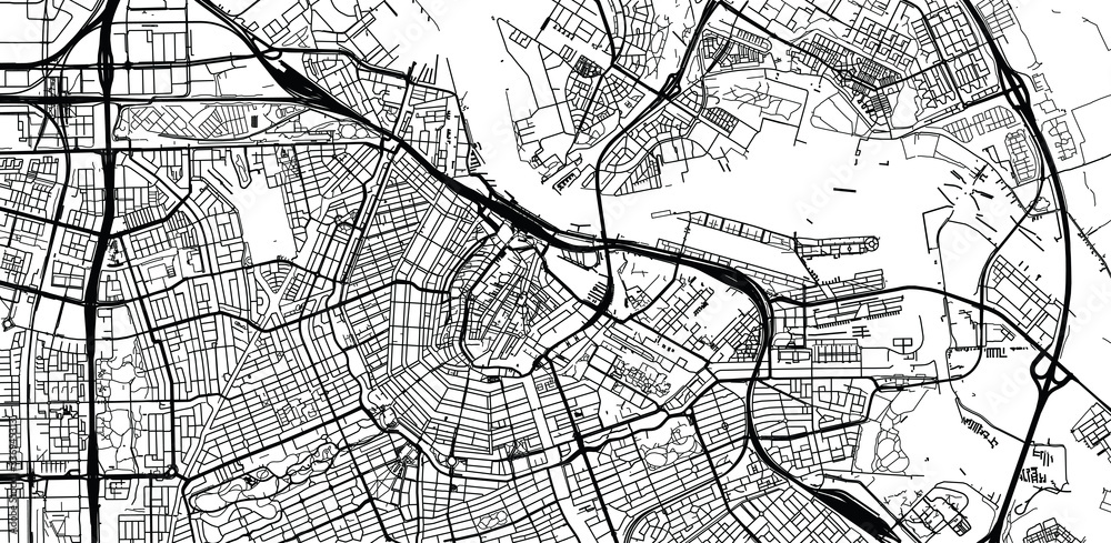 Urban vector city map of Amsterdam, The Netherlands