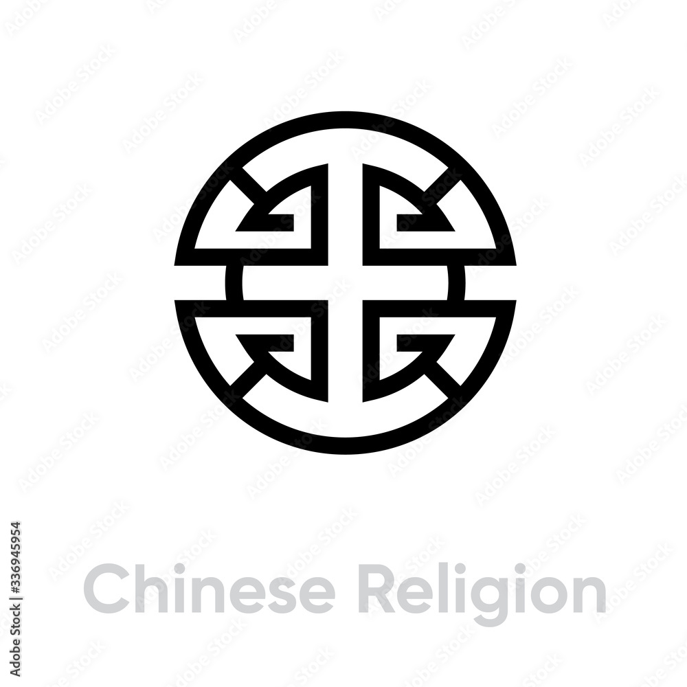 Obraz premium Chinese Religion icon. Editable line vector.