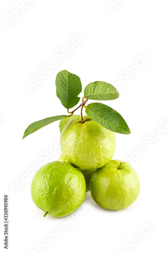 Fototapeta Naklejka Na Ścianę i Meble -  group of guava and guava leaf on white background fruit agriculture food isolated
