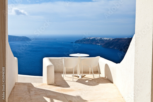 santorini island greece, balcony with view