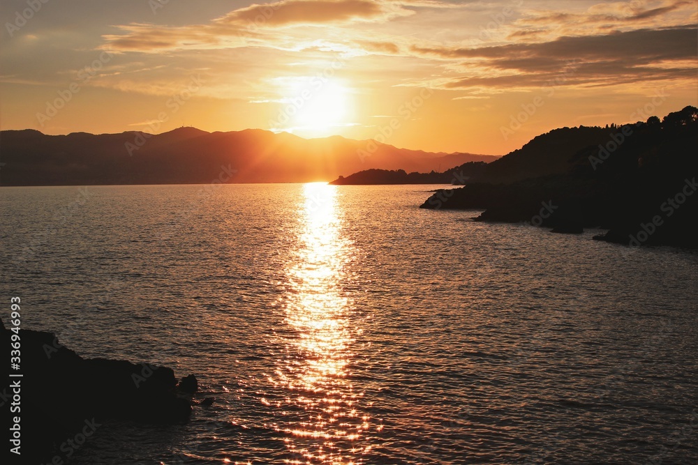 typical sunset over the Ligurian sea typical sunset over the Ligurian sea