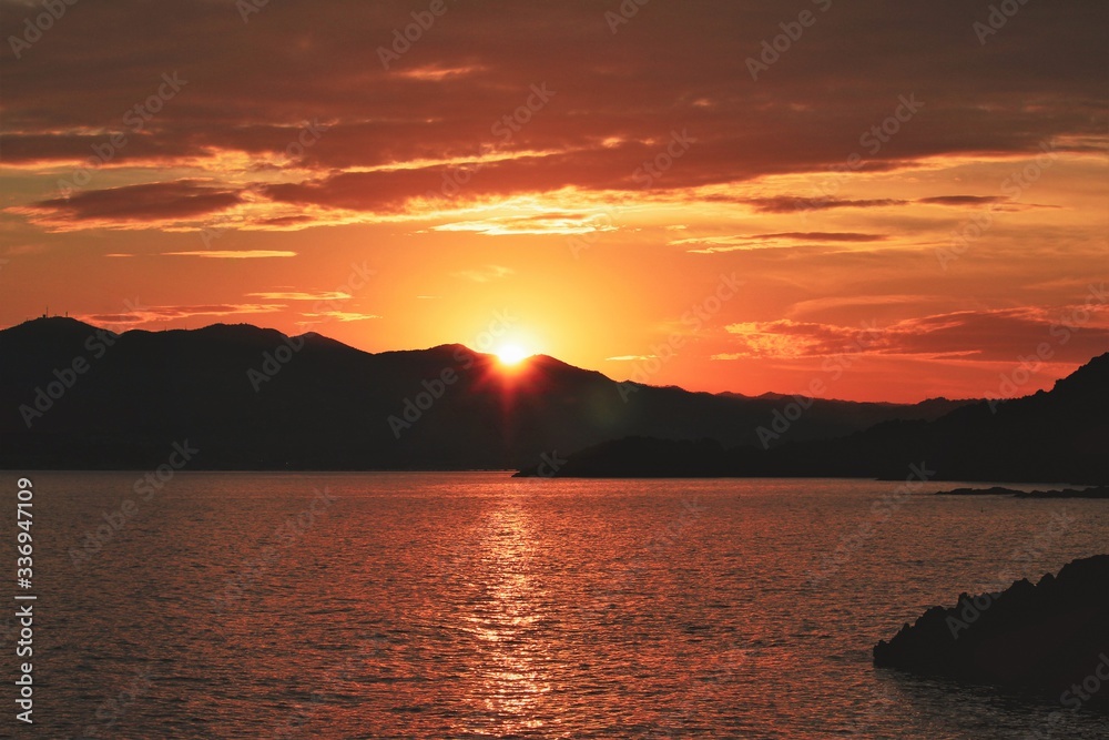 typical sunset over the Ligurian sea