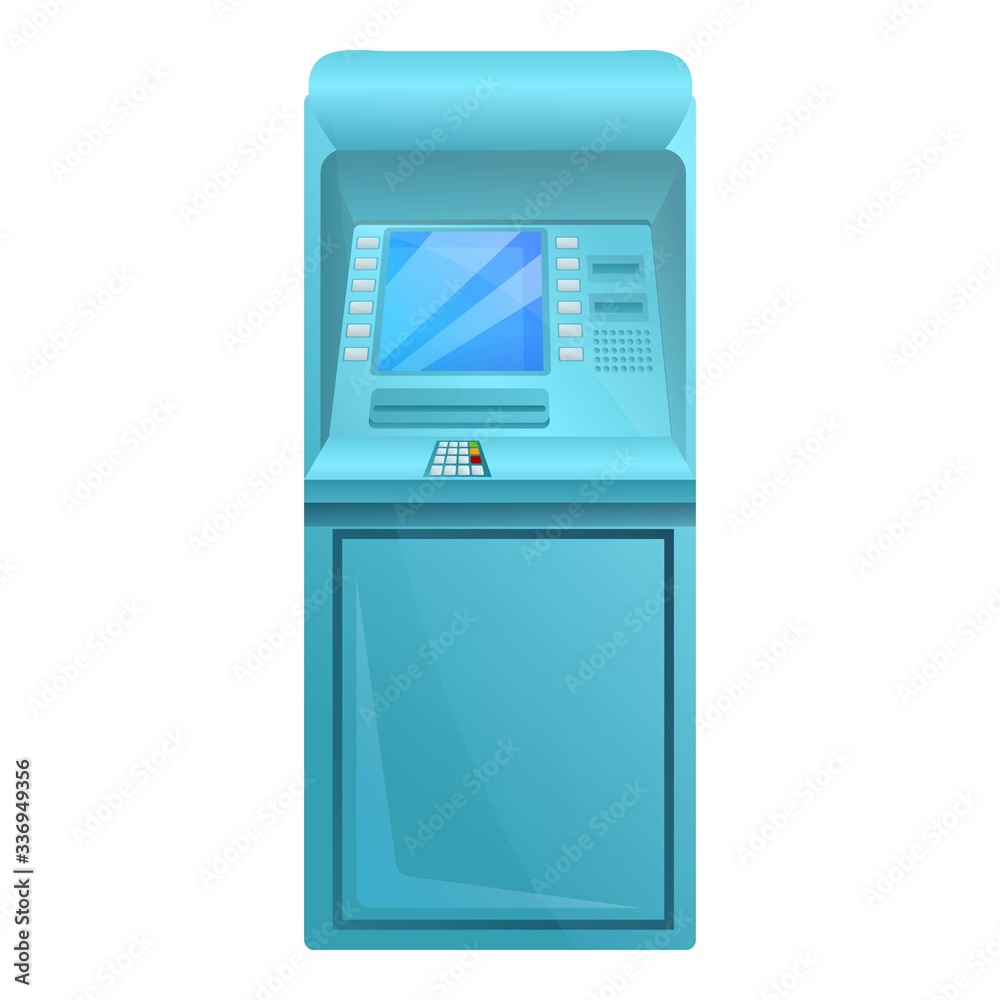 Withdraw atm machine icon. Cartoon of withdraw atm machine vector icon for web design isolated on white background Withdraw atm machine icon. Cartoon of withdraw atm machine vector icon for web design isolated on white background