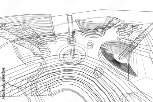 Concept 3d architecture building, vector illustration