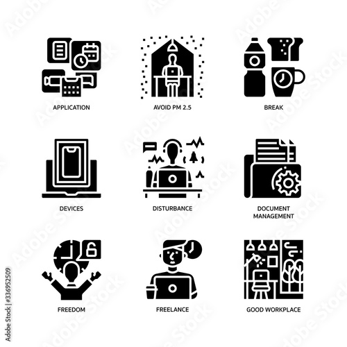 Work from home icons set