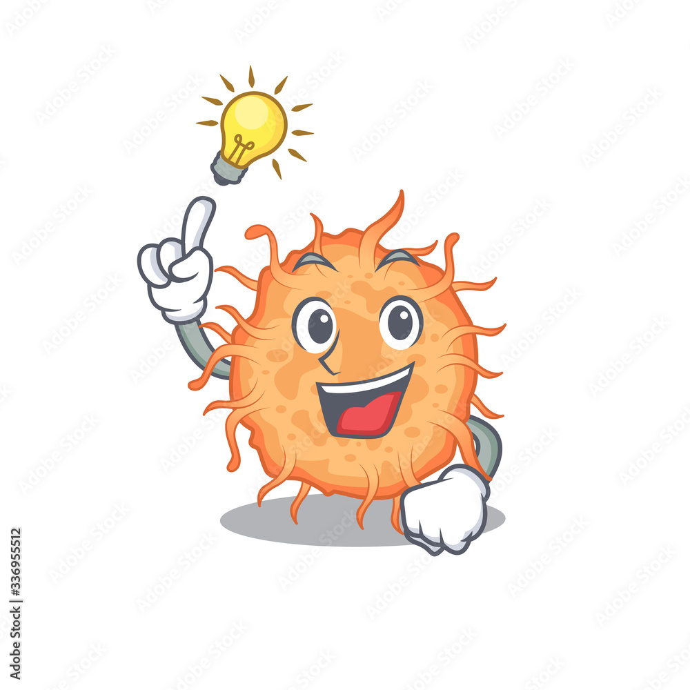 Mascot character design of bacteria endospore with has an idea smart gesture