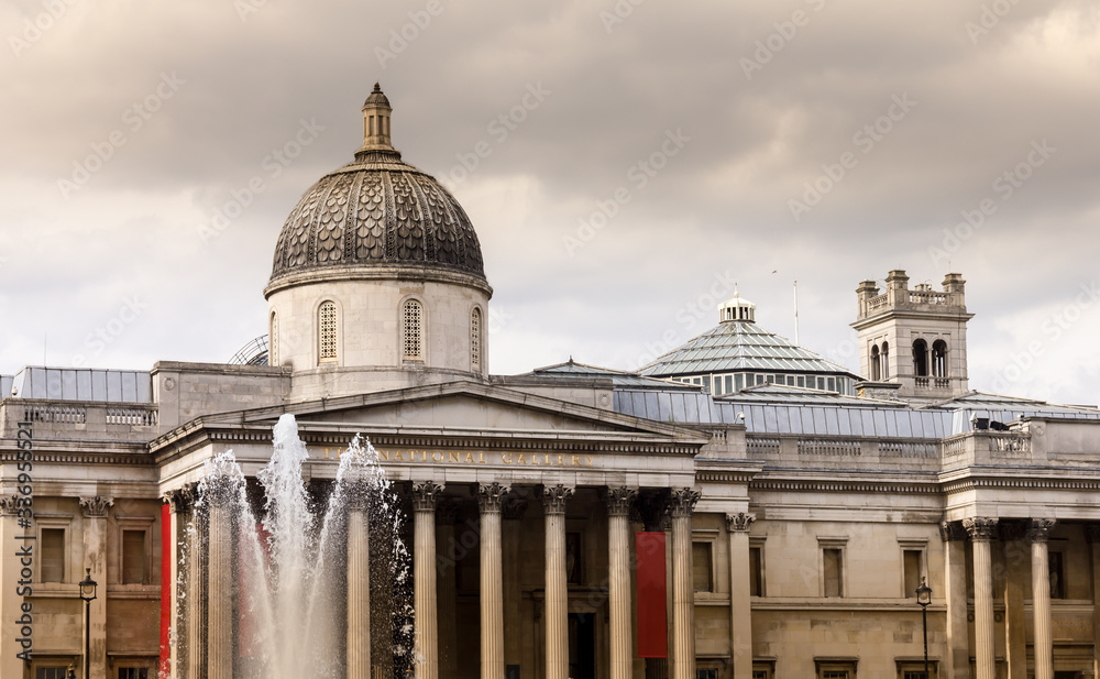 The National Gallery in Trafalgar Square, London, England, UK