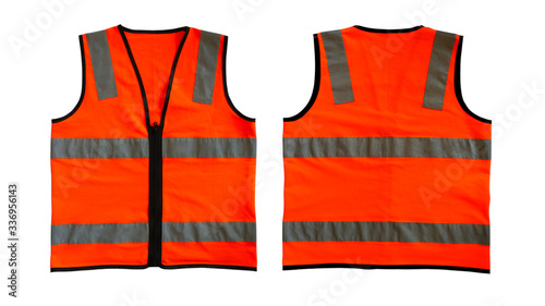Orange Safety vest jacket isolated on white background