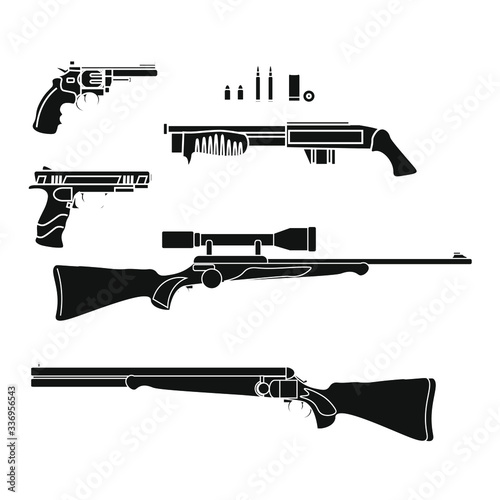 firearms kit, vector on white background