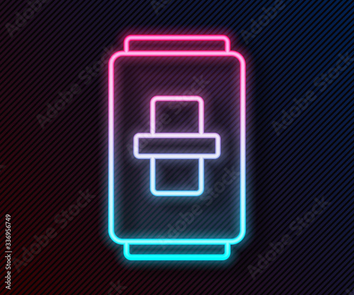 Glowing neon line Electric light switch icon isolated on black background. On and Off icon. Dimmer light switch sign. Concept of energy saving. Vector Illustration