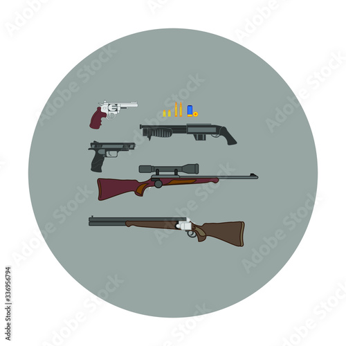 firearms kit, vector on white background
