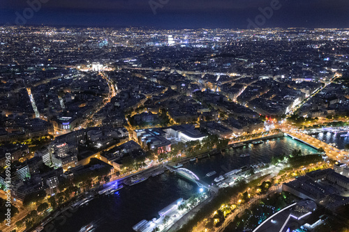 Paris view at night from Eiffel Tower