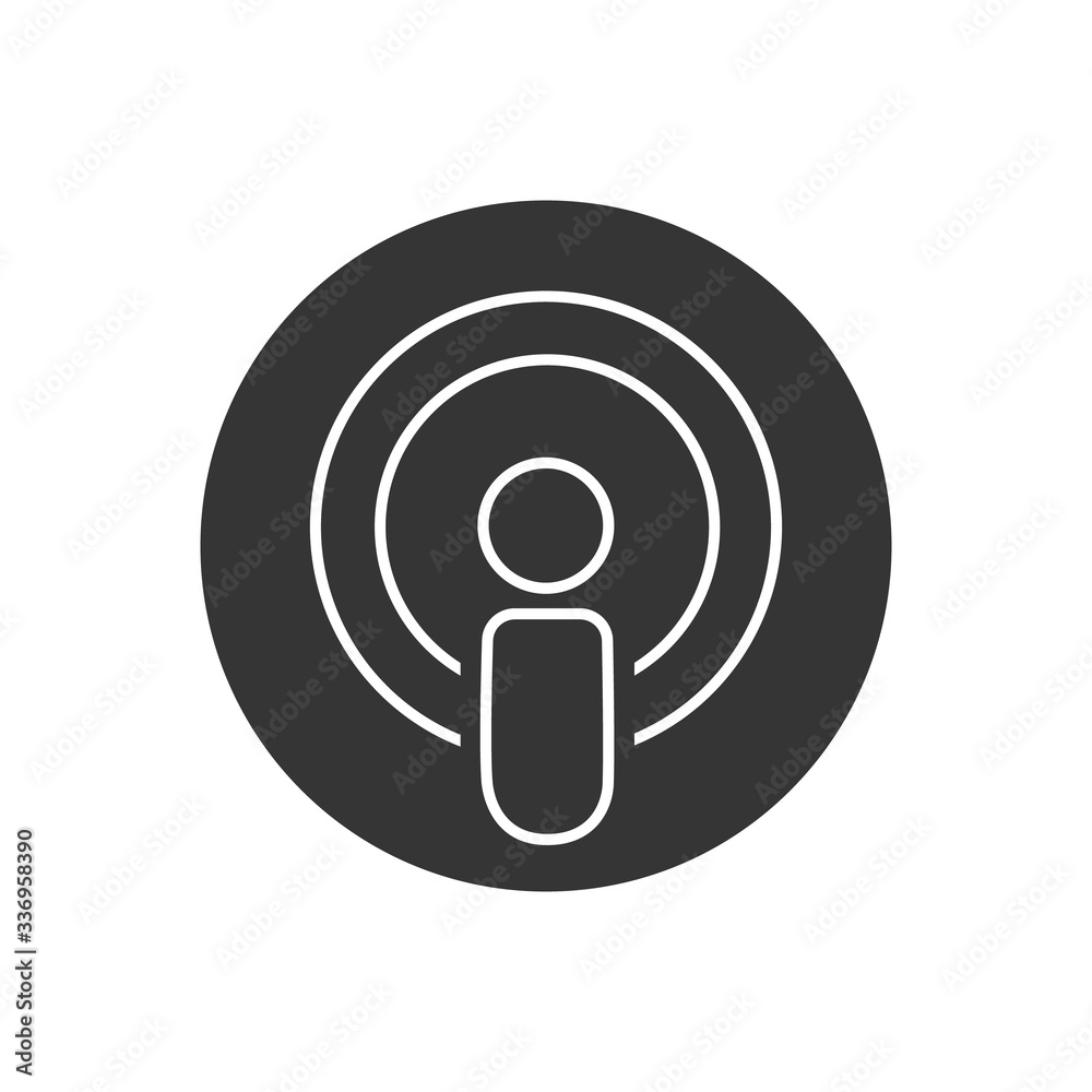 Podcast line icon. Vector illustration in modern flat Podcast line icon. Vector illustration in modern flat