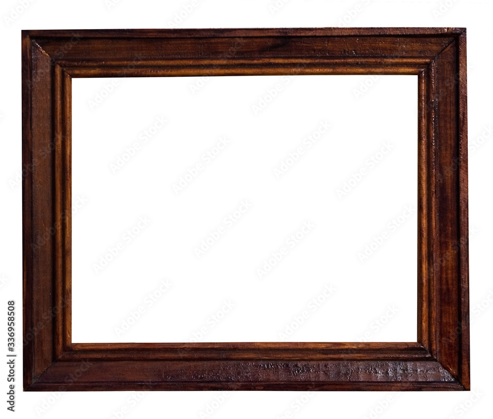 Dark brown, horizontal, classic frame for text, picture, photo, image, text, isolated on a white background