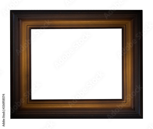 Dark brown, horizontal, classic frame for text, picture, photo, image, text, isolated on a white background © Leila