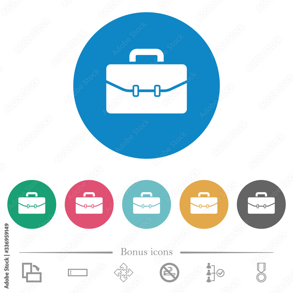 Satchel with two buckles flat round icons