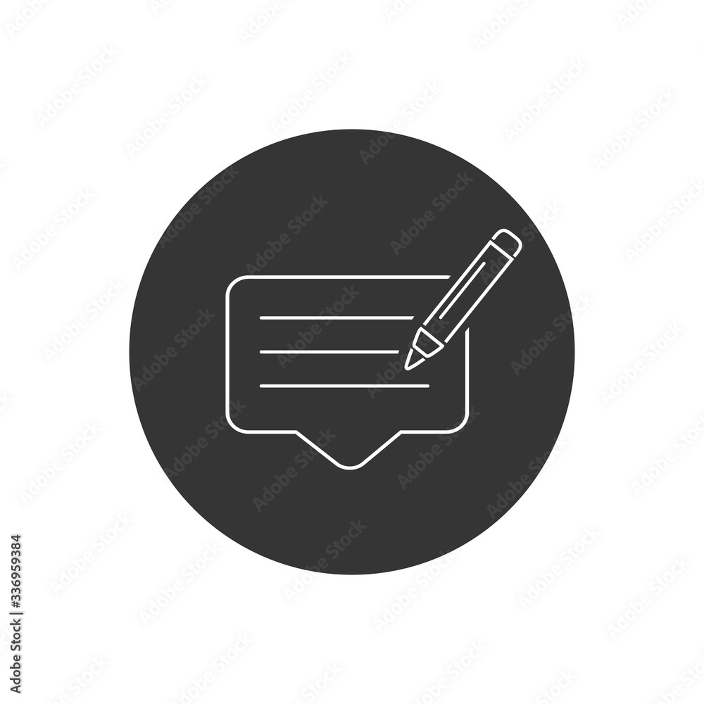 Writing feedback line icon vector illustration in modern flat Writing feedback line icon vector illustration in modern flat