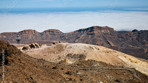 Volcanic landscape seen from Mount Teide, Teide National Park, Tenerife, Spain.