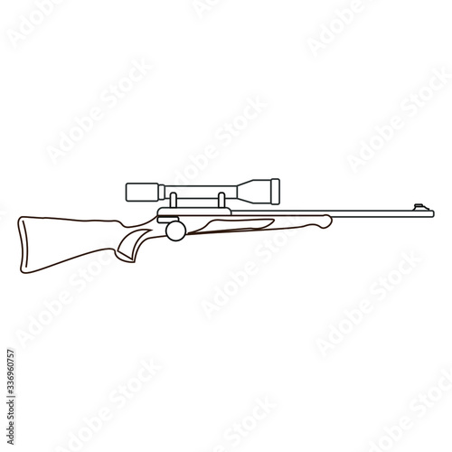 rifle with telescopic sight, vector on white background