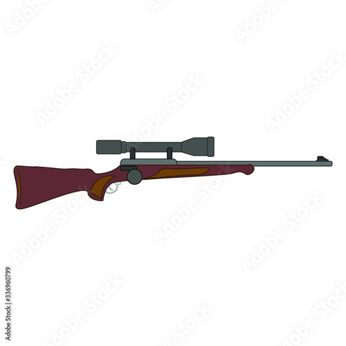 rifle with telescopic sight, vector on white background