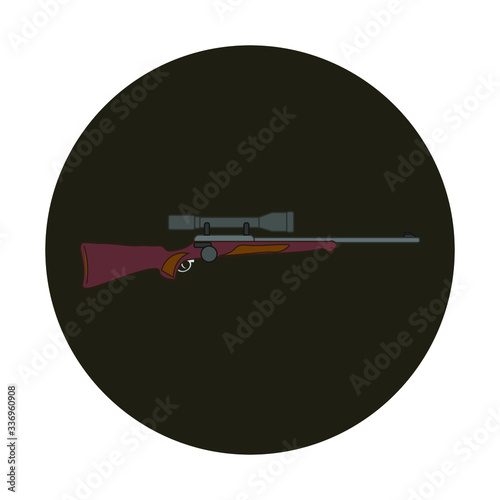 rifle with telescopic sight, vector on white background