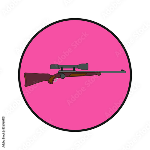 rifle with telescopic sight, vector on white background