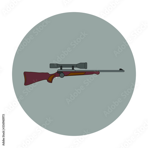 rifle with telescopic sight, vector on white background