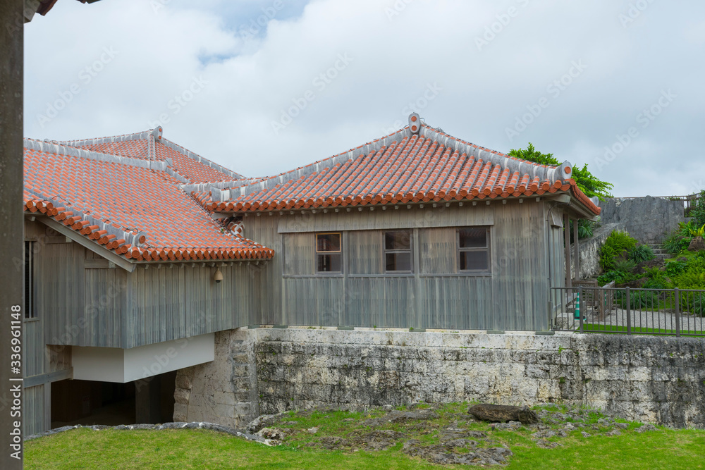 Stucco Roof and rampart of Shurijo castle, Okinawa