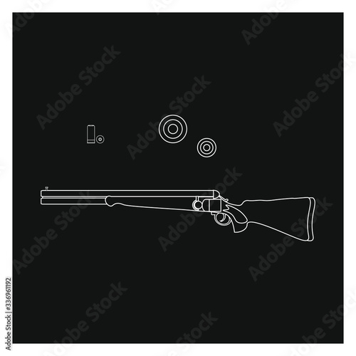 clay pigeon shooting kit, vector on white background