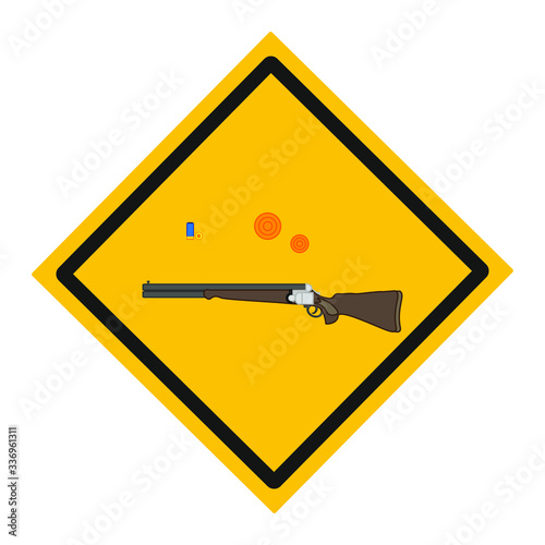 clay pigeon shooting kit, vector on white background