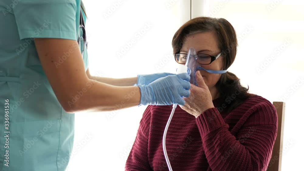 Doctor makes the patient an inhalation. Treatment of respiratory disease. Doctor makes the patient an inhalation. Treatment of respiratory disease.