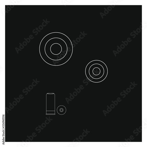 clay pigeon shooting kit, vector on white background