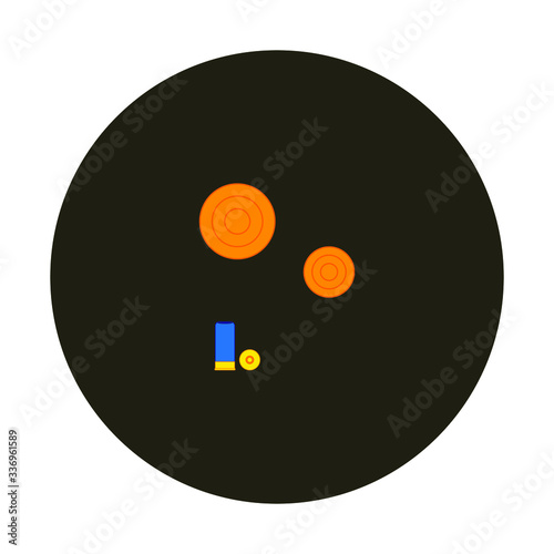 clay pigeon shooting kit, vector on white background