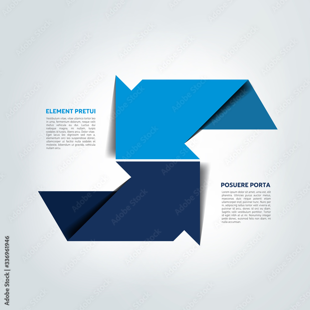 Two arrows in different direction infographic, chart, scheme, diagram. Two arrows in different direction infographic, chart, scheme, diagram.