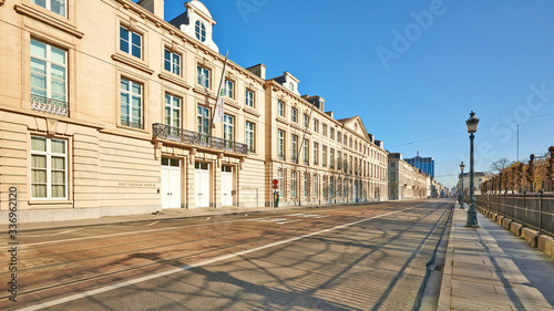 The Royale street at Brussels without any people during the confinement period.