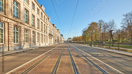 The Royale street at Brussels without any people during the confinement period. photo