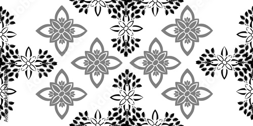 Stylish vintage black on white ornament seamless pattern. Allover vector design for fabric  apparel textile  interior