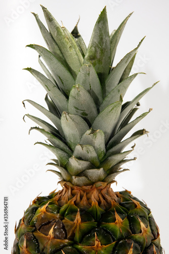 Half Pineapple on White Background