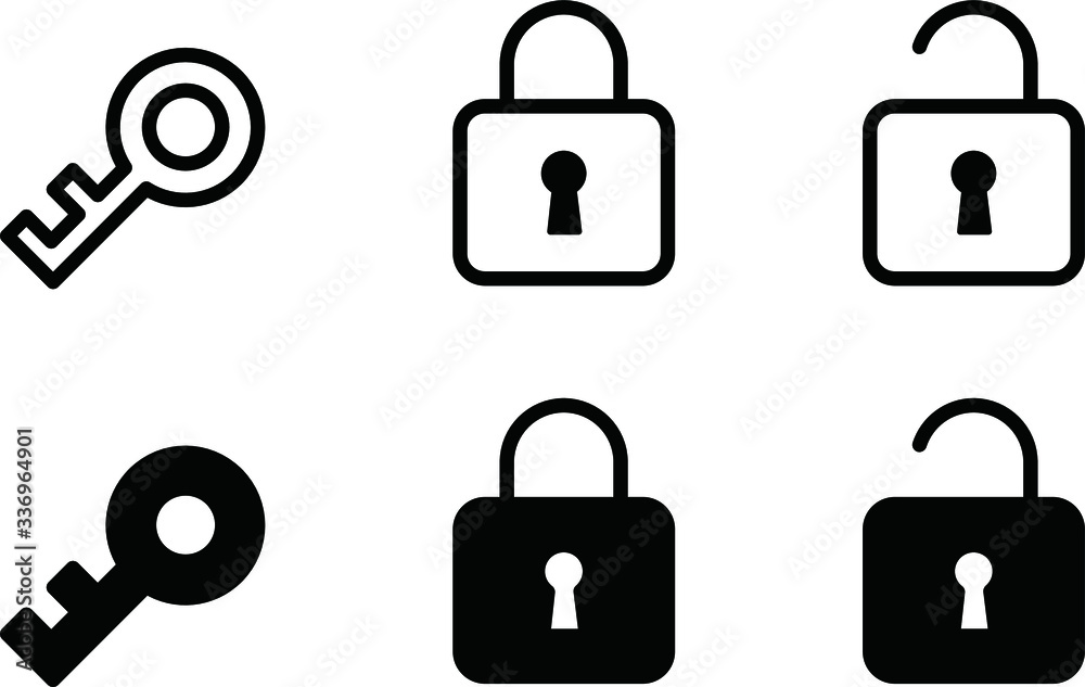 カギのアイコンのセット 南京錠 ビジネス イラスト Stock Vector Adobe Stock