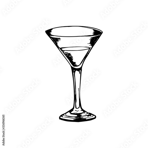 Vector alcohol cocktail martini. Hand drawn. Isolated element for summer menu, invitations, vacation design.
