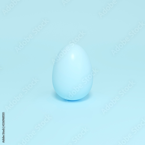 Outstanding blue egg on pastel background 3d rendering. 3D illustration sweet of easter eggs holiday card template minimal concept.