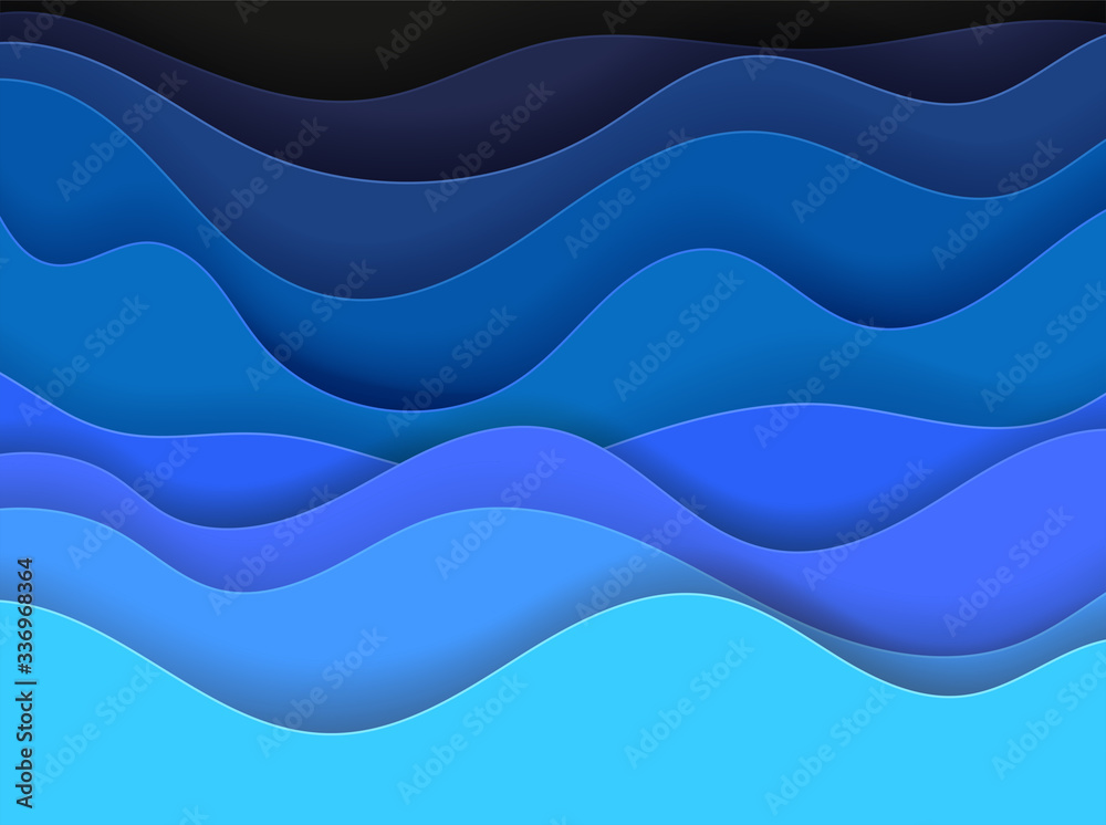Fototapeta premium Blue waves abstract vector background
